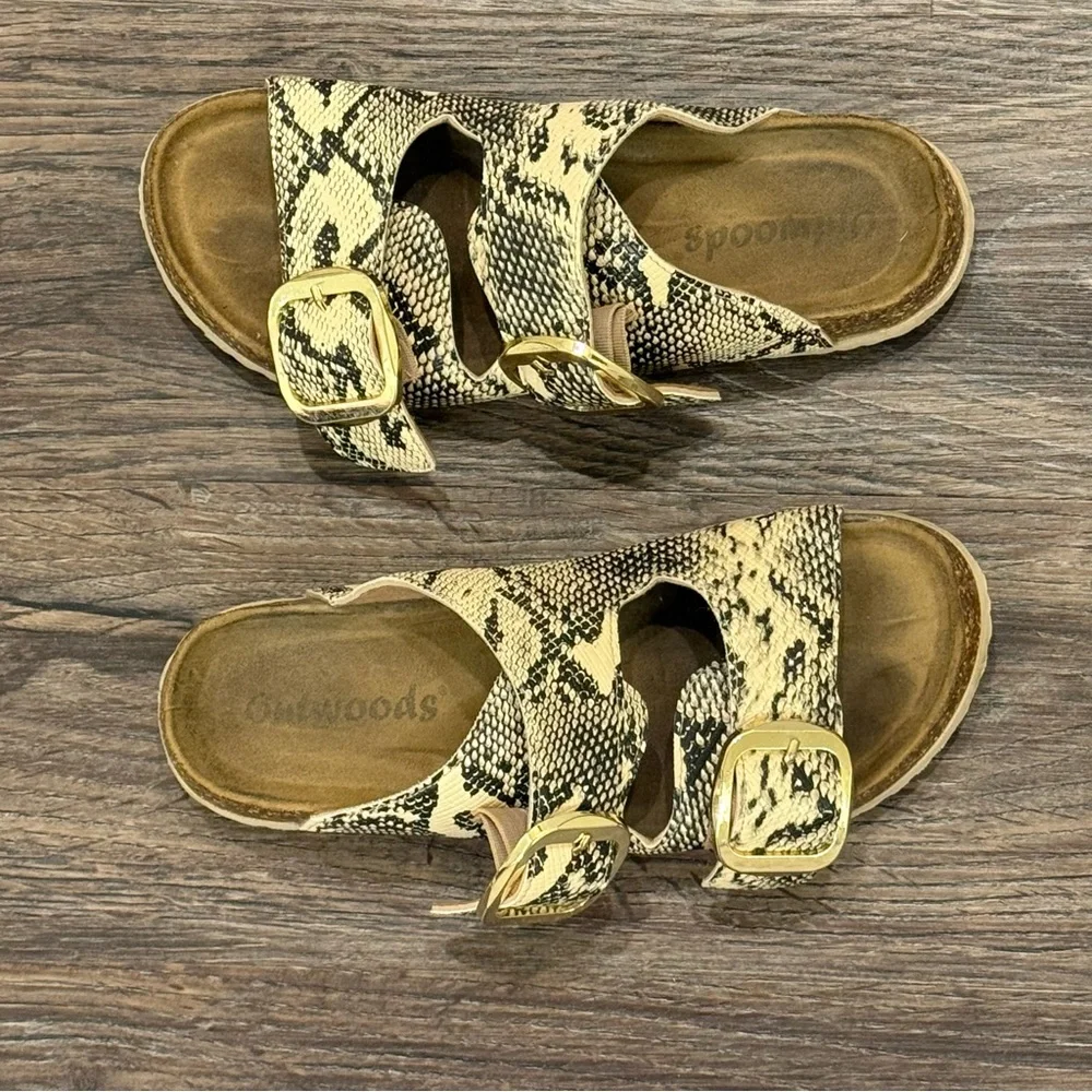 Outwoods Women’s Snake Skin Print 2 Buckle‎ Sandals